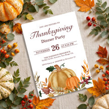 Rustieke Thanksgiving-diner Pompoen Herfstbladeren