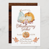 Rustieke Thanksgiving Diner Pompoen Kaart (Voorkant / Achterkant)