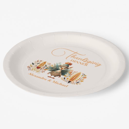 Rustieke Thanksgiving Diner Pompoen Papieren Bordje (Gekanteld)