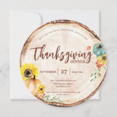 Rustieke Thanksgiving Diner Pompoenhout Herfst Kaart (Voorkant)