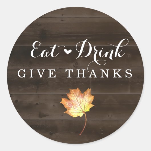 Rustieke Thanksgiving Dinner Party Envelope Seal Ronde Sticker (Voorkant)