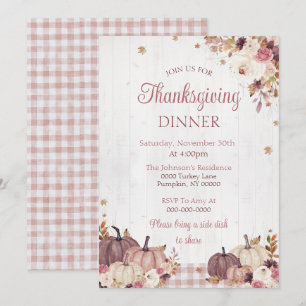 Rustieke Thanksgiving Dinner Party Invitation Kaart