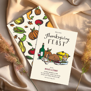 Rustieke Thanksgiving Feest Kaart
