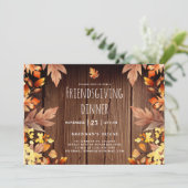 Rustieke Thanksgiving Herfst Friendsgiving Diner Kaart (Staand voorkant)