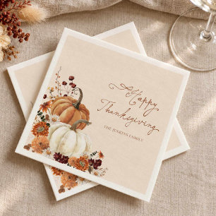 Rustieke Thanksgiving papieren servetten pompoen b
