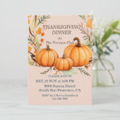 Rustieke Thanksgiving Pompoen Bloemen Diner Custom Kaart (Staand voorkant)