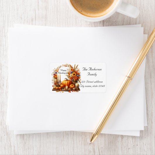 Rustieke Thanksgiving Pompoen Waterverf Herfst Etiket (Insitu)
