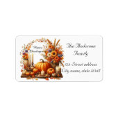 Rustieke Thanksgiving Pompoen Waterverf Herfst Etiket (Voorkant)