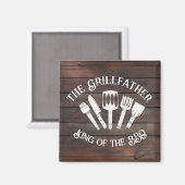 Rustieke "The Grillfather: Funny BBQ Gift Magneet (Voorkant / Achterkant)