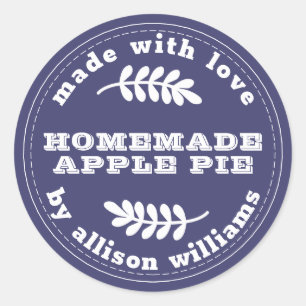 Rustieke Thuis Gebakken Appeltaart Navyblauw Ronde Sticker