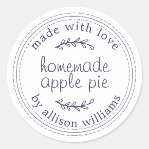 Rustieke Thuis Gebakken Appeltaart Navyblauw Ronde Sticker