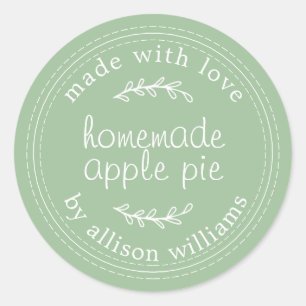 Rustieke Thuis Gebakken Koekjes Appeltaart Groen Ronde Sticker