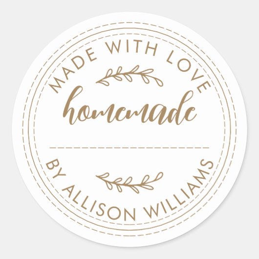 Rustieke Thuis Gebakken Producten Jam Gouden Scrip Ronde Sticker (Voorkant)