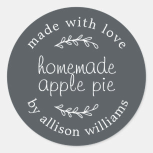 Rustieke Thuisgebakken Bakwerk Appeltaart Off-blac Ronde Sticker