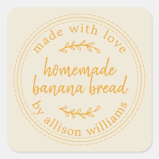Rustieke Thuisgemaakte Banaanbrood Antiek Witte Vi Vierkante Sticker (Voorkant)