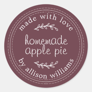 Rustieke Thuisgemaakte Gebakken Appeltaart Bourgon Ronde Sticker