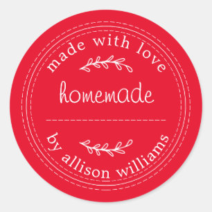 Rustieke Thuisgemaakte Gebakken Waren Jam Kan Rood Ronde Sticker