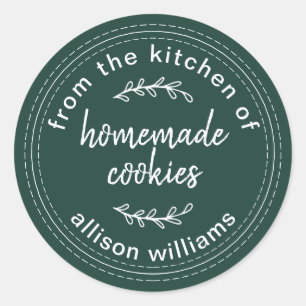 Rustieke Thuisgemaakte Koekjes Donkergroen Ronde Sticker