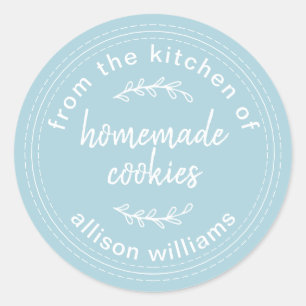 Rustieke Thuisgemaakte Koekjes Lichtblauw Ronde Sticker