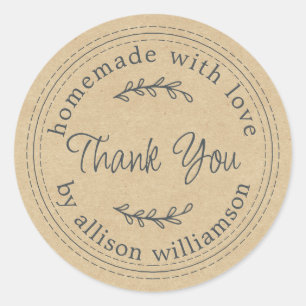 Rustieke Thuisgemaakte Met Liefde Kraftpapier Beda Ronde Sticker