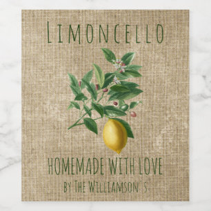 Rustieke Thuisgemaakte met Liefde Limoncello Wijn Etiket