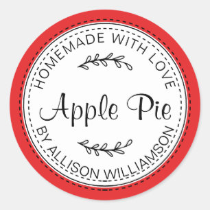 Rustieke Thuisgemaakte Rode Appeltaart Ronde Sticker