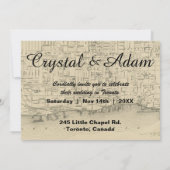 rustieke Toronto kaart huwelijksuitnodiging (Achterkant)