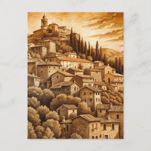 Rustieke Toscaanse Europese Heuvelflank Vintage No Briefkaart