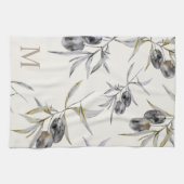 Rustieke Toscaanse Waterverf Olijftak Monogram Theedoek (Horizontaal)