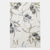 Rustieke Toscaanse Waterverf Olijftak Monogram Theedoek (Verticaal)