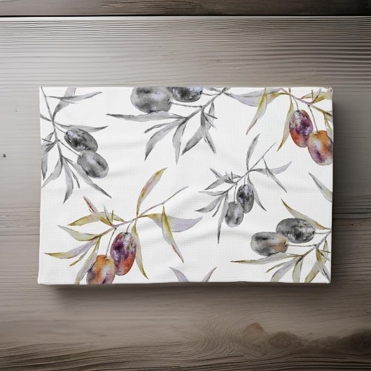 Rustieke Toscaanse Waterverf Olive Branch Theedoek