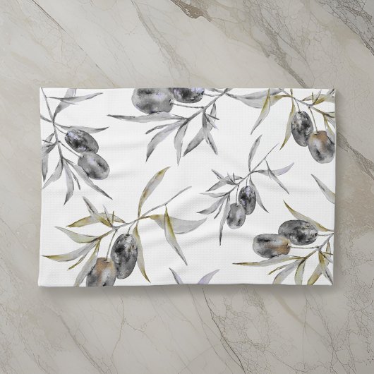 Rustieke Toscaanse Waterverf Olive Branch Theedoek