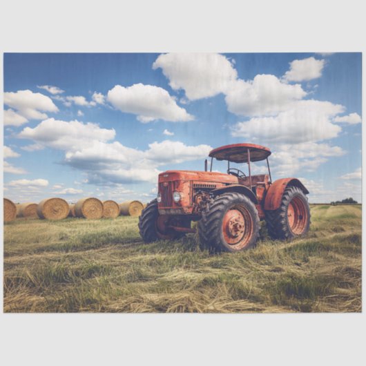 Rustieke tractor met Hay Bales Decoupage Tissuepapier (Voorkant)