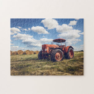 Rustieke tractor met hooibalen legpuzzel