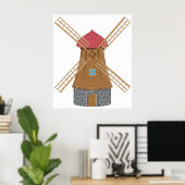 Rustieke traditionele houten windmolen poster (Thuiskantoor)