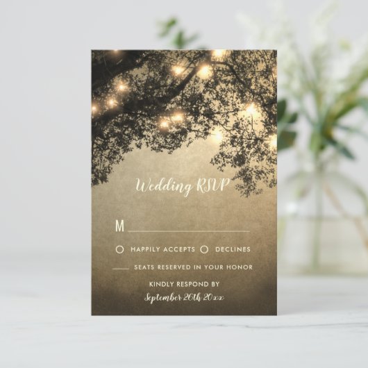 Rustieke  Tree Branch Bruiloft RSVP Kaarten (Staand voorkant)