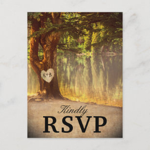 Rustieke Tree Lake bruiloft RSVP Uitnodiging Briefkaart
