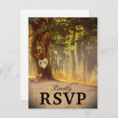 Rustieke Tree Lake bruiloft RSVP Uitnodiging Briefkaart (Voorkant / Achterkant)