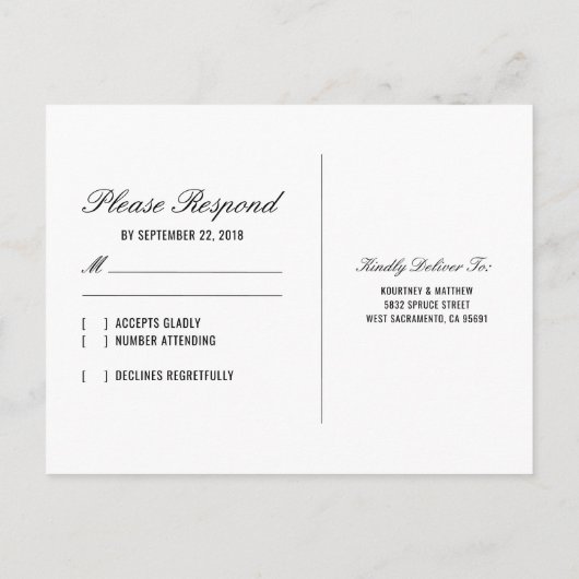 Rustieke Tree Lake bruiloft RSVP Uitnodiging Briefkaart (Achterkant)
