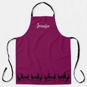 Rustieke trendy kippen op wijnkleurige monogram na schort (Voorkant)