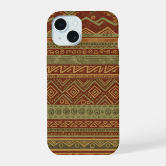 Rustieke Tribale Geometrische Patroon Aardse Boho  iPhone 15 Hoesje
