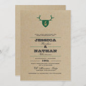 Rustieke Trofee Groene bruiloft uitnodiging (Voorkant / Achterkant)