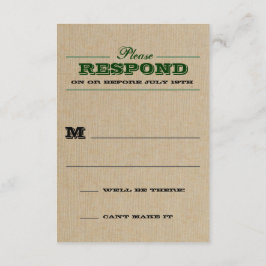 Rustieke Trofee Groene Respons RSVP Kaartje