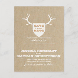 Rustieke Trofee Wit Save the Date Aankondigingskaart
