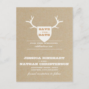 Rustieke Trofee Wit Save the Date Aankondigingskaart