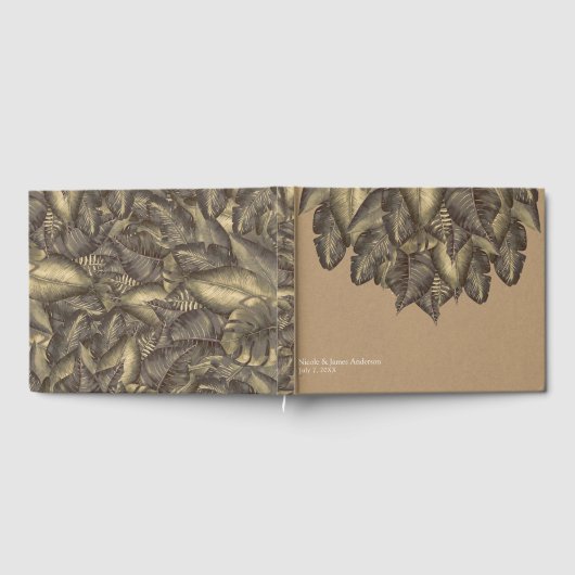 Rustieke tropische bladeren  botanische bruiloft gastenboek (Volledig)