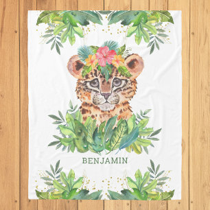 Rustieke Tropische Jungle Safari Schattige Luipaar Fleece Deken