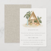 Rustieke Tropische Palm Beach Hut Huwelijksrecepti Informatiekaartje (Voorkant / Achterkant)