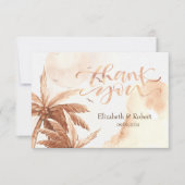 Rustieke tropische palmen bruiloft dank u kaart (Voorkant)