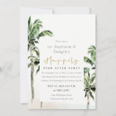 Rustieke Tropische Strand Palm Trees Wedding Kaart (Voorkant)